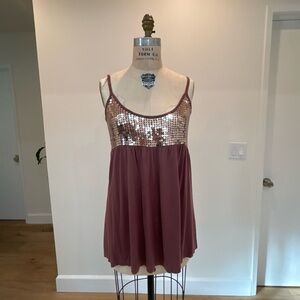 Sequin Bodice Earth Color Jersey Tank Top